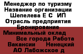 Менеджер по туризму › Название организации ­ Шепелева Е.С, ИП › Отрасль предприятия ­ Бронирование › Минимальный оклад ­ 30 000 - Все города Работа » Вакансии   . Ненецкий АО,Лабожское д.